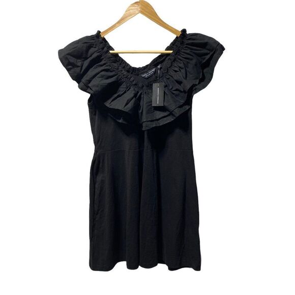 Dorothy Perkins Women's Large Frill Mini Dress Black - Picture 6 of 8